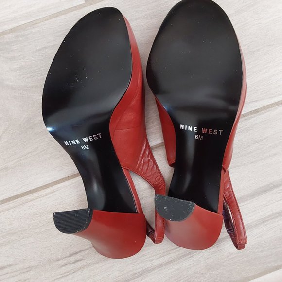 Nine West NWOB Deep Red Peep Toe Sling Back 2.5 in Heel.   Size 6M - Picture 6 of 6